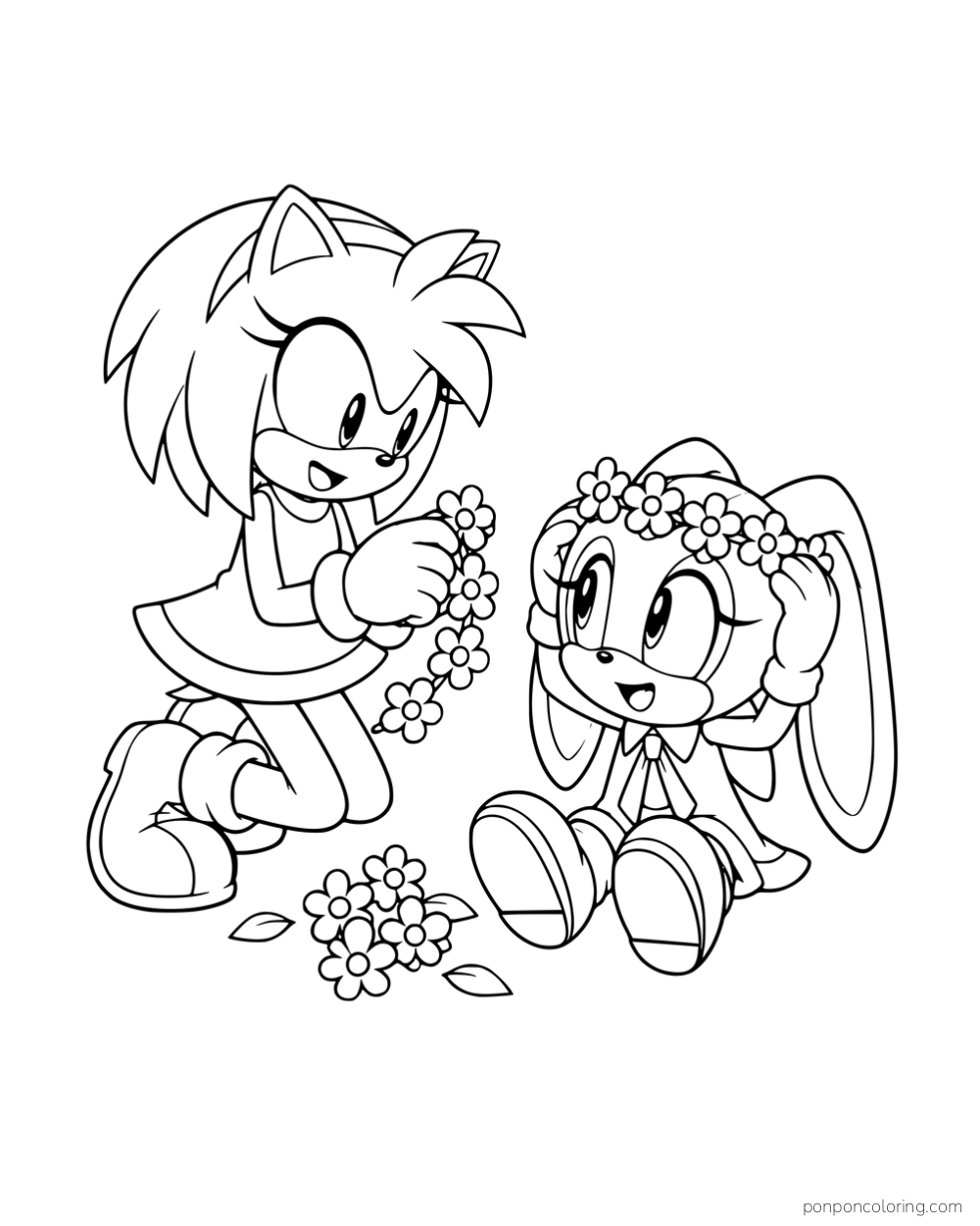 Amy placing a flower crown on Cream's head.