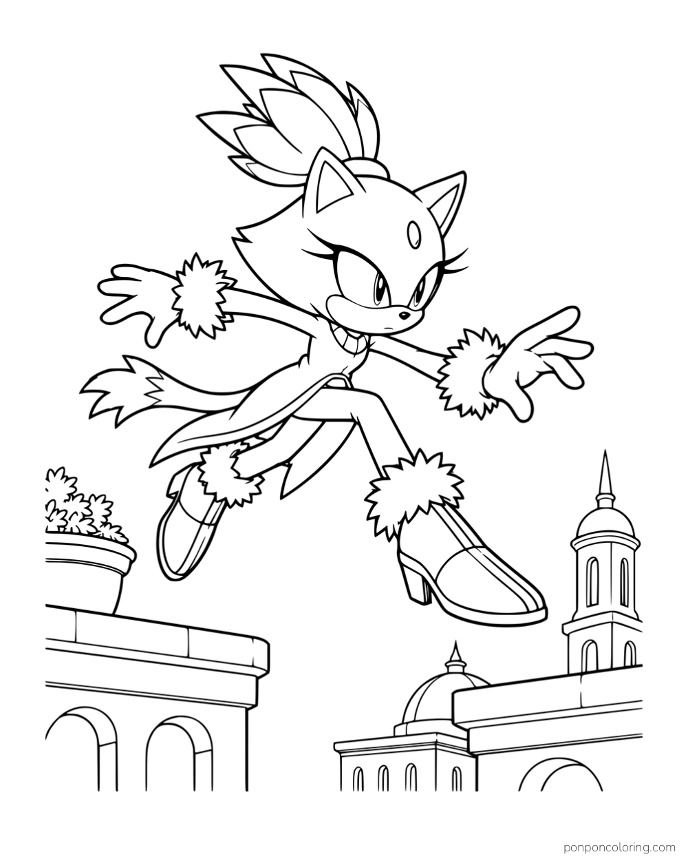 Blaze leaping between rooftops.