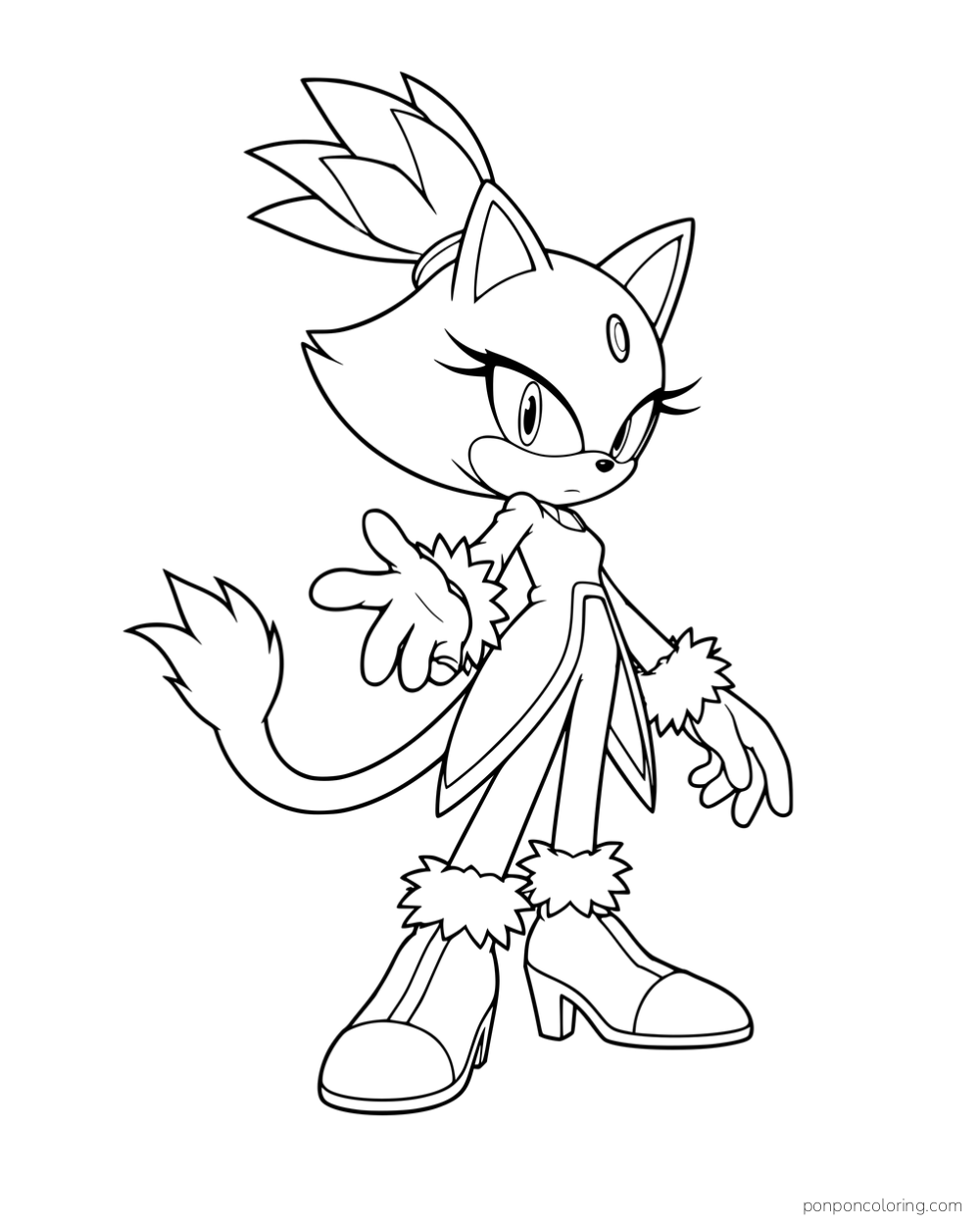 Blaze standing with one hand raised.
