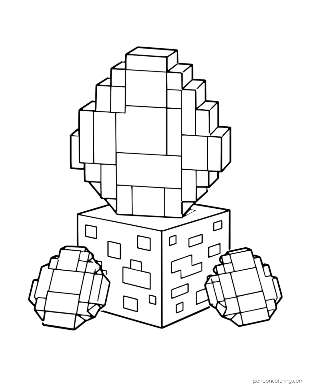 A large blocky diamond stands on an ore pedestal beside two smaller gems.