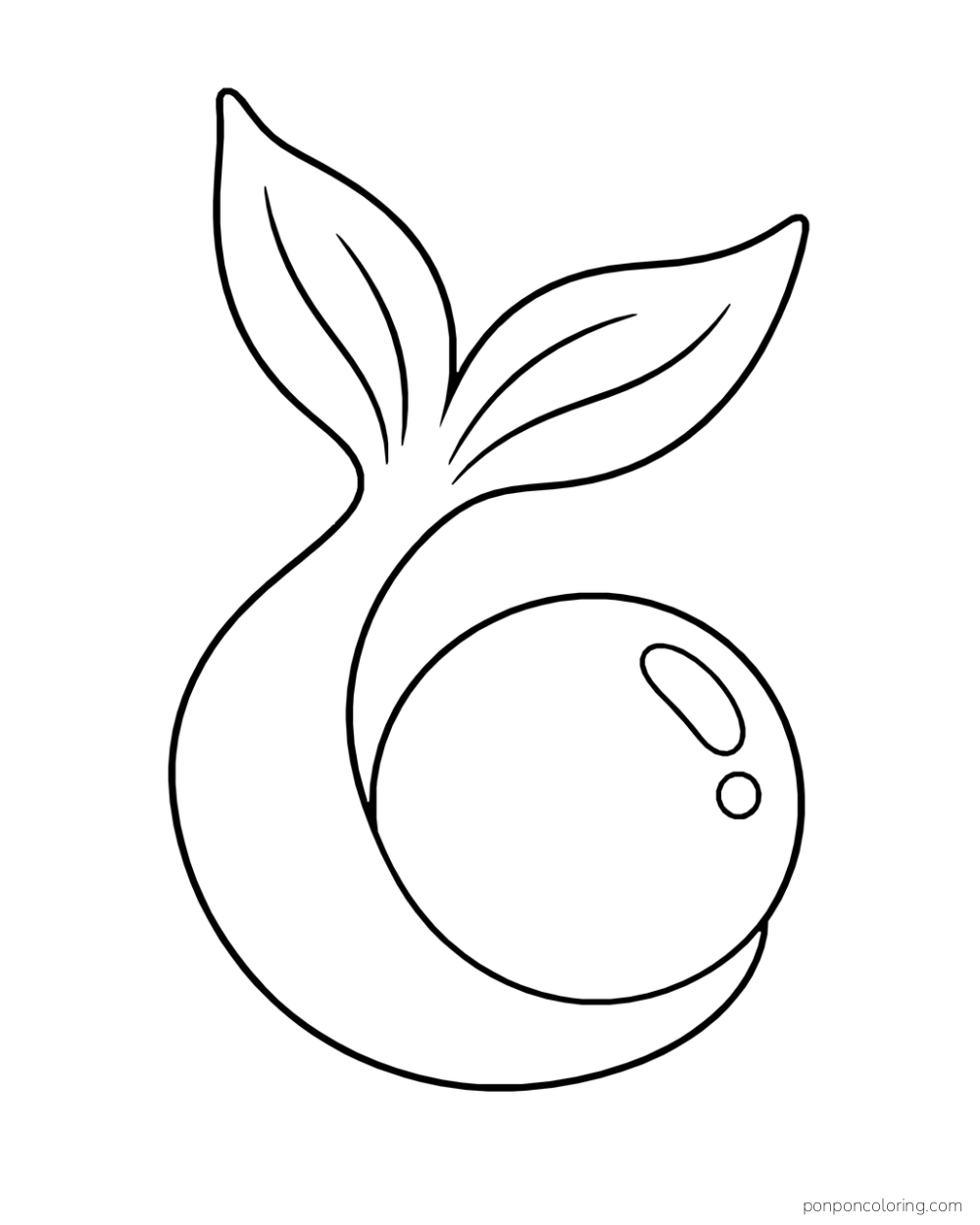 A close view of a mermaid tail curves around one large round pearl.