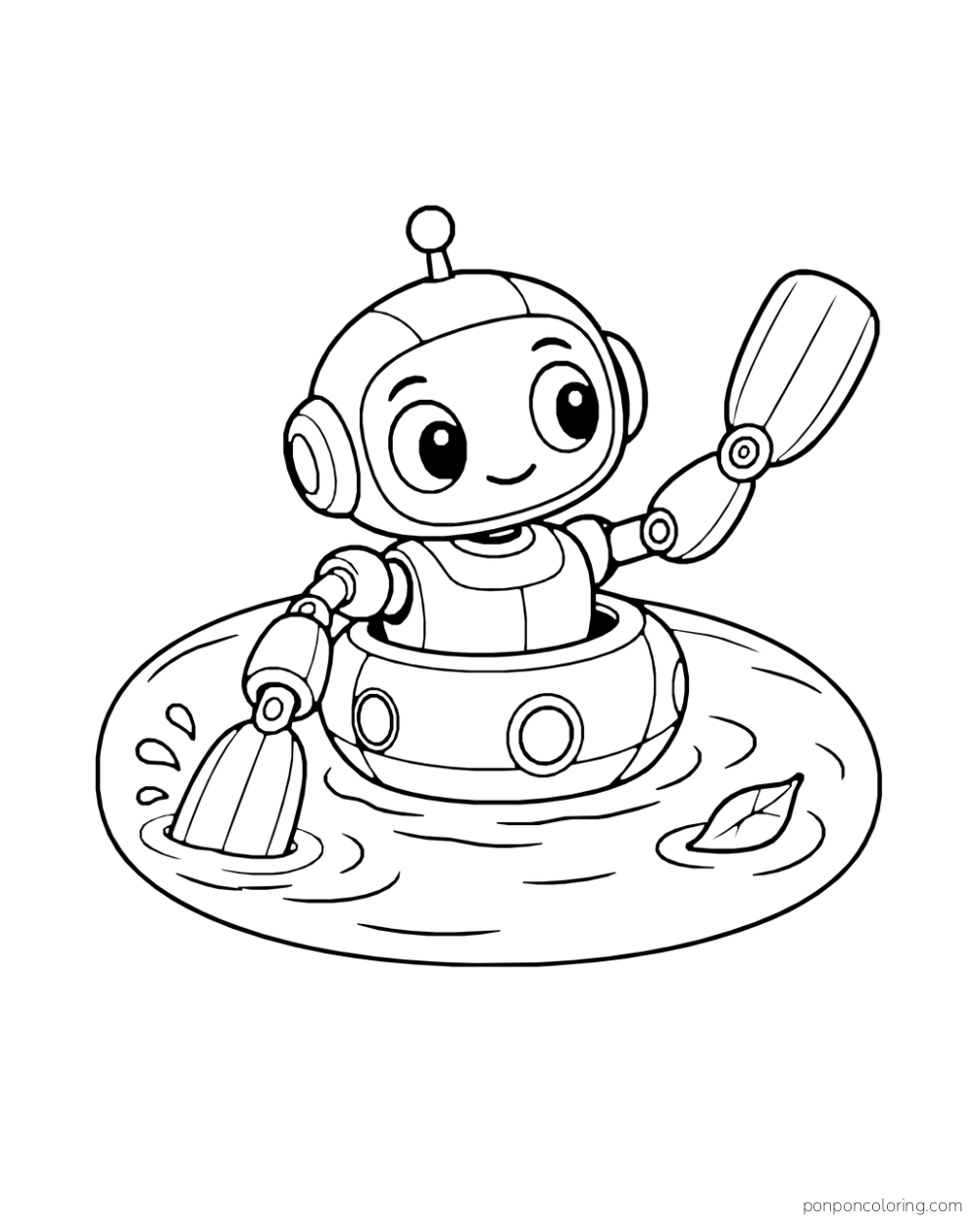 Robot unfolds its arm paddles while crossing a small pond.