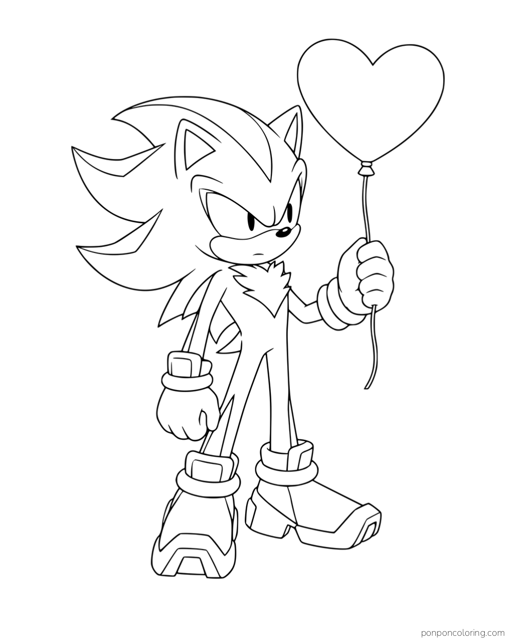 Shadow holding a heart-shaped balloon.
