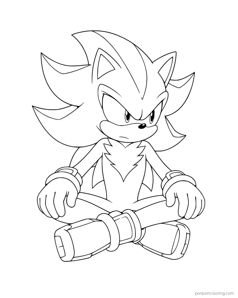 Shadow sitting cross-legged with his hands on his knees.