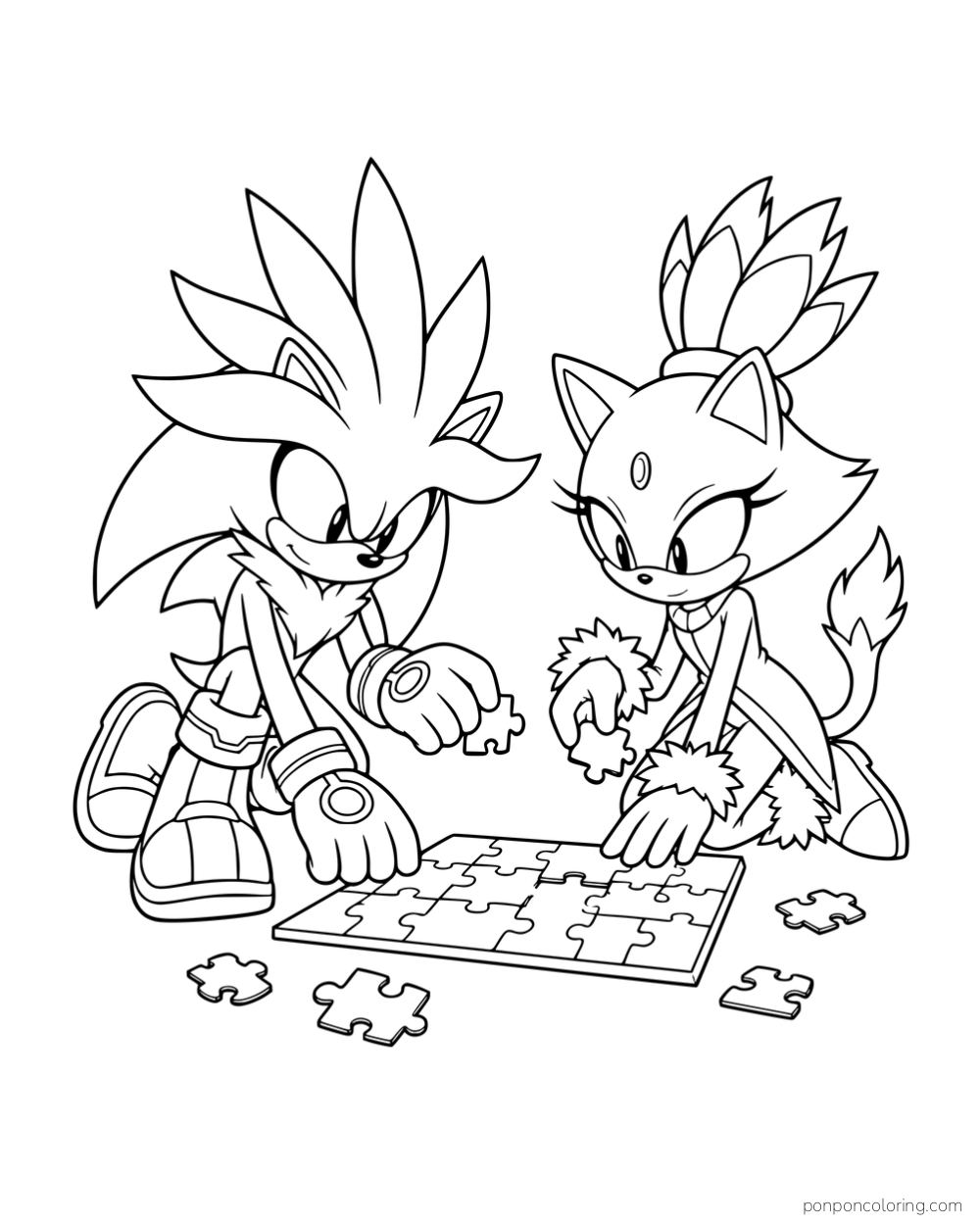 Silver and Blaze putting together a jigsaw puzzle.
