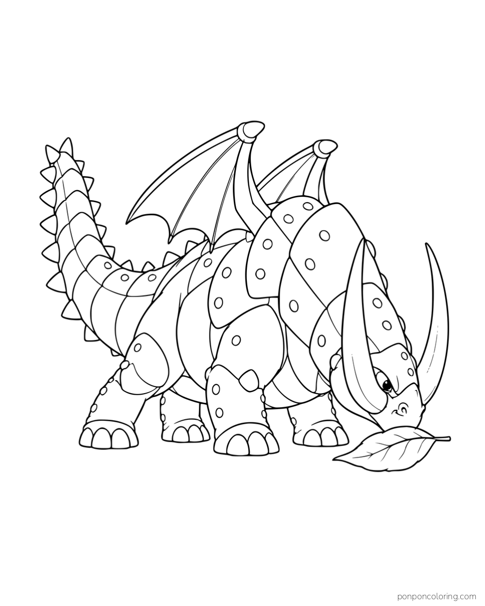 Skullcrusher lowering his armored head toward a leaf.